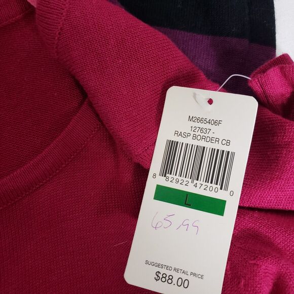 Fever Womens Sweater Dress Large Pink Long Sleeve Knit Knee Length Color Block - Picture 9 of 10